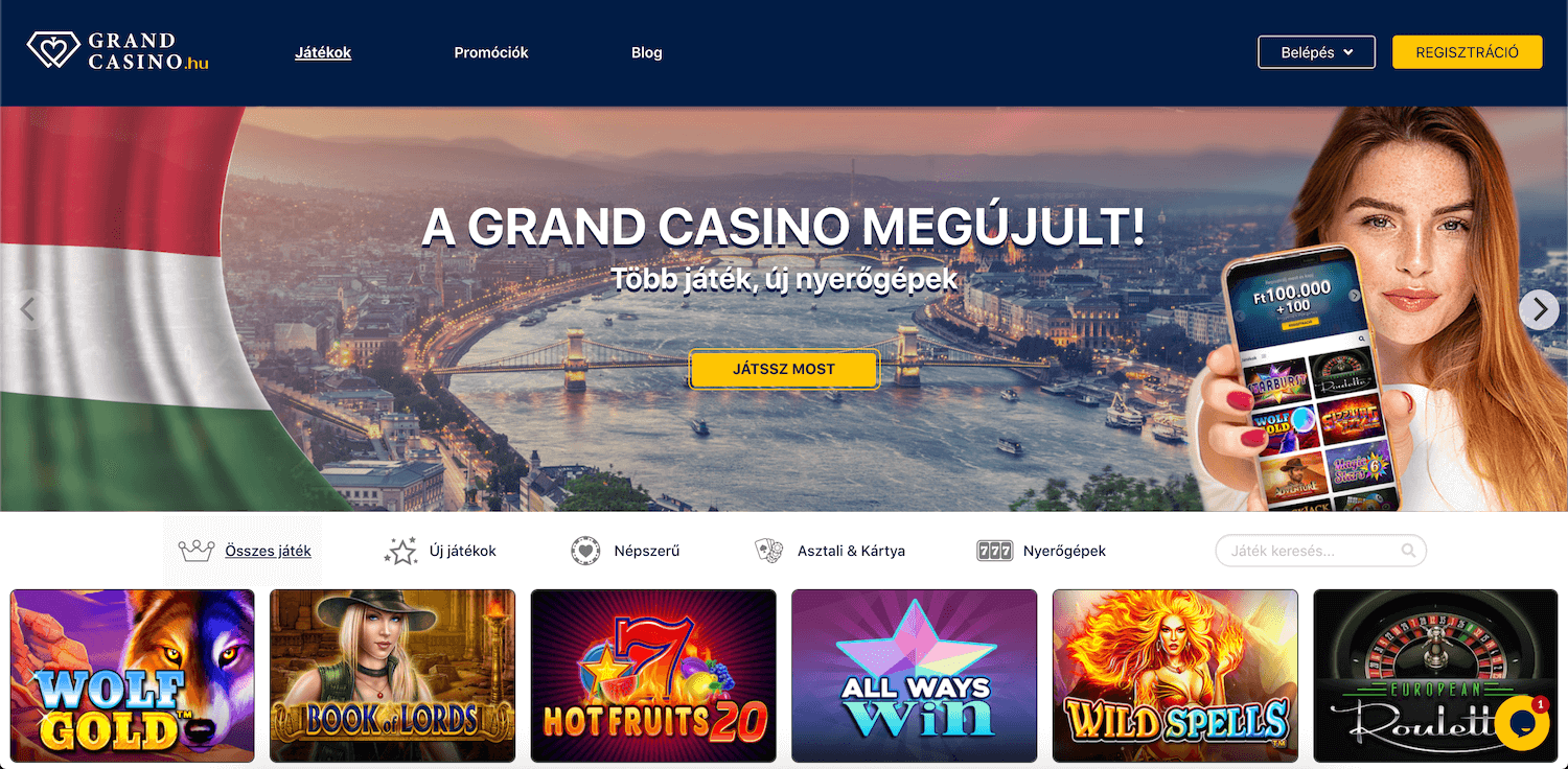 Grand Casino - Főoldal bemutatása